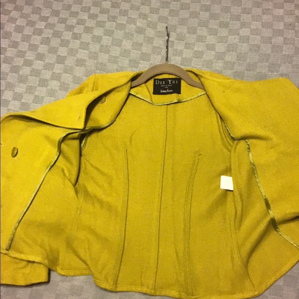 Dei Tre Pea Coat Jacket Sz S Chartreuse View 4